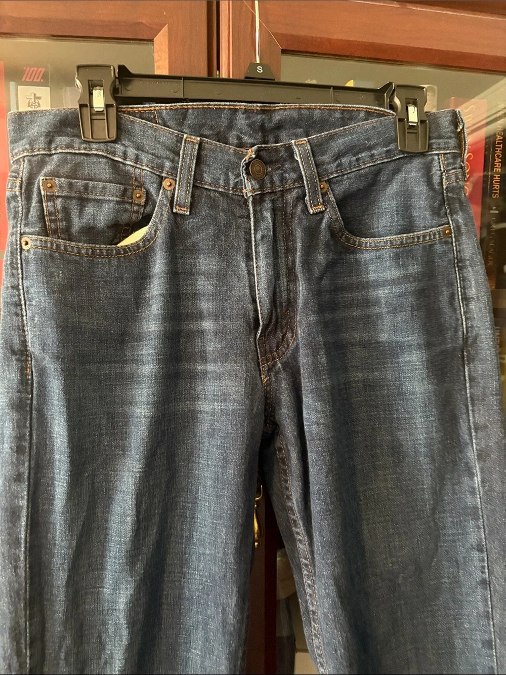 Classic Levi’s Straight Leg Dark Blue Jeans - Picture 2 of 5